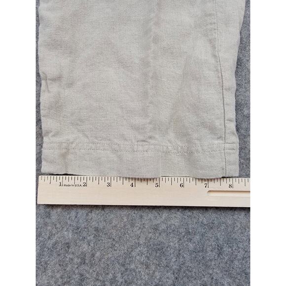 Eddie Bauer Pants Womens 10 Beige Brown Crop 100% Linen Casual Beach Vacation - Picture 14 of 16